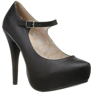 Black Leatherette 13,5 cm CHLOE-02 big size pumps shoes