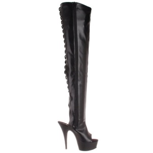 Black Matte 15,5 cm DELIGHT-3017 Platform Thigh High Boots