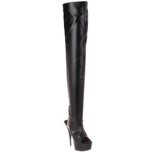 Black Matte 15,5 cm DELIGHT-3017 Platform Thigh High Boots