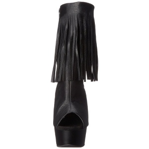 Black Matte 15 cm DELIGHT-1019 womens fringe ankle boots high heels