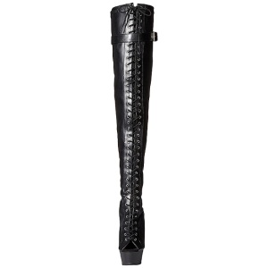 Black Matte 15 cm DELIGHT-3025 Platform Thigh High Boots