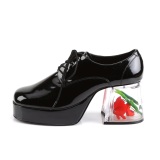 Black PIMP-02 mens pimp shoes lace-up with goldfish aquarium heel