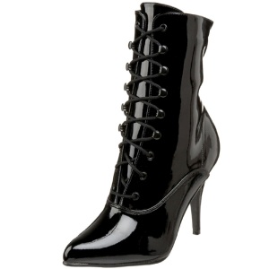 Black Patent 10,5 cm VANITY-1020 Flat Ankle Calf Boots Women