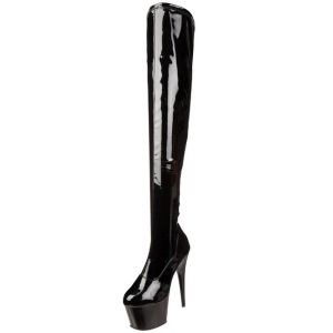 Black Patent 18 cm ADORE-3063 Platform Thigh High Boots