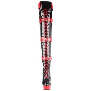 Black Red 15,5 cm MEDIC-3028 Platform Thigh High Boots