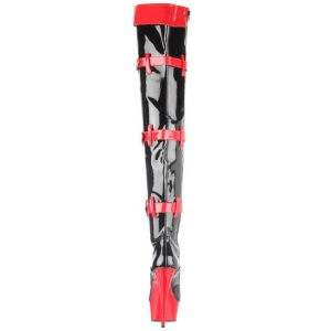 Black Red 15,5 cm MEDIC-3028 Platform Thigh High Boots