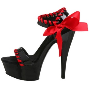 Black Red Shiny 15 cm DELIGHT-615 High Heels Stiletto Shoes