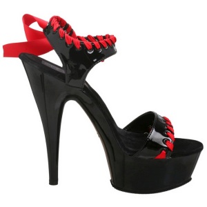 Black Red Shiny 15 cm DELIGHT-615 High Heels Stiletto Shoes