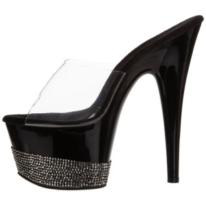 Black Rhinestone 18 cm Pleaser ADORE-701-3 Mules High Heels Platform