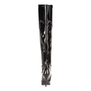 Black Shiny 10,5 cm VANITY-3010 Thigh High Boots for Men