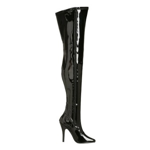 Black Shiny 13 cm SEDUCE-3000 Thigh High Boots for Men