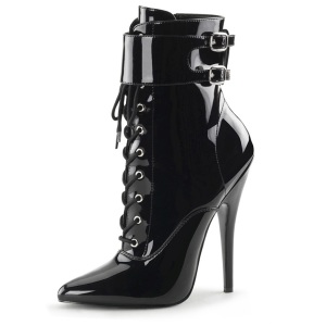 Black Shiny 15 cm DOMINA-1023 Womens Ankle Boots for Men