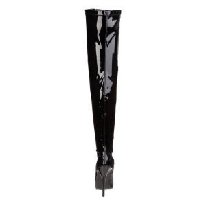 Black Shiny 15 cm DOMINA-3000 Thigh High Boots for Men