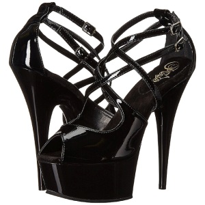 Black Shiny 15 cm Pleaser DELIGHT-612 Platform Pumps