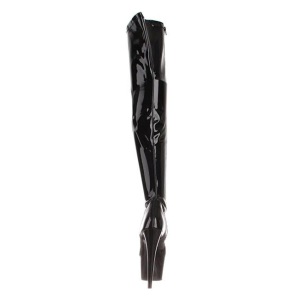 Black Shiny 18 cm ADORE-3000 High Heeled Overknee Boots