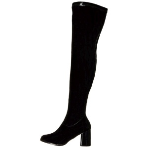 Black Shiny 8 cm GOGO-3000 Thigh High Boots for Men