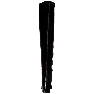 Black Shiny 8 cm GOGO-3000 Thigh High Boots for Men