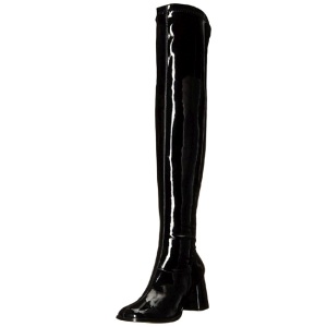 Black Shiny 8 cm GOGO-3000 Thigh High Boots for Men