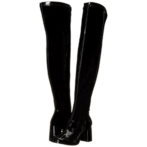 Black Shiny 8 cm GOGO-3000 Thigh High Boots for Men