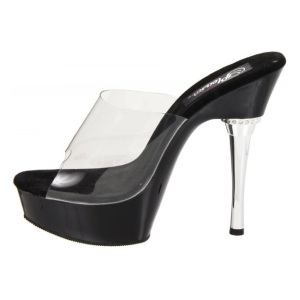 Black Transparent 14 cm Pleaser ALLURE-601 Mules High Heels Platform