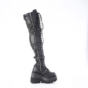 Black Vegan 11,5 cm SHAKER-420 overknee boots with laces