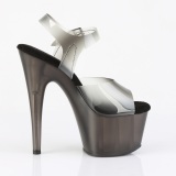 Black high heels 18 cm PLEASER stretch material platform high heels