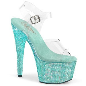 Blu 18 cm BEJEWELED-708RRS scarpe tacco alto pole dance e strass plateau