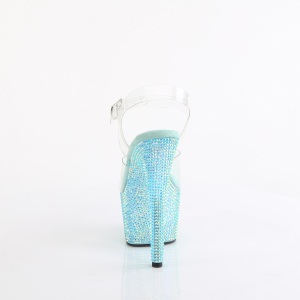 Blu 18 cm BEJEWELED-708RRS scarpe tacco alto pole dance e strass plateau