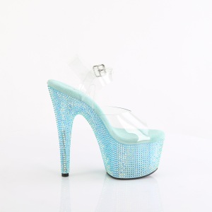 Blu 18 cm BEJEWELED-708RRS scarpe tacco alto pole dance e strass plateau