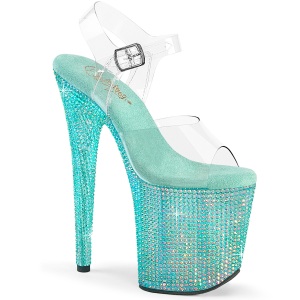 Blu 20 cm 808RRS scarpe tacco alto pole dance e strass plateau