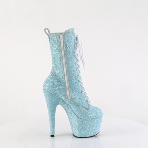 Blue glitter 18 cm ADORE-1040GR high heels ankle boots platform