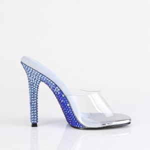 Blue mules 11,5 cm GALA-01DMM strass high heeled mules