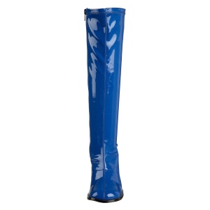 Blue patent boots 7,5 cm GOGO-300 High Heeled Womens Boots for Men