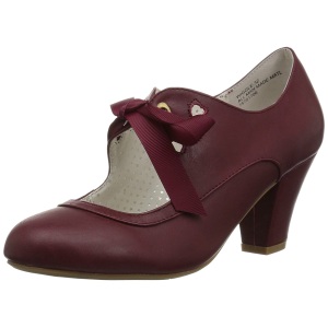 Burgundy 6,5 cm WIGGLE-32 retro vintage cuben heels maryjane pumps