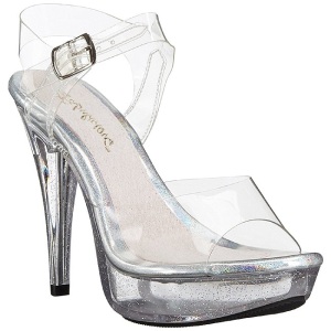 Clear 13 cm COCKTAIL-508MG Acrylic Platform High Heeled Sandal