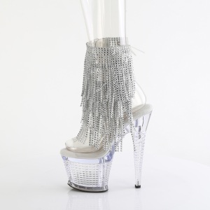 Clear 18 cm SPECTATOR-1017RSF fringe ankle boots high heels