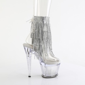 Clear 18 cm SPECTATOR-1017RSF fringe ankle boots high heels