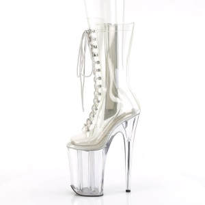 Clear 23 cm INFINITY-1050C extrem platform high heels ankle boots