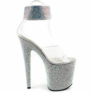 Clear Rhinestone 20 cm BEJEWELED-812RS Platform High Heeled Sandal