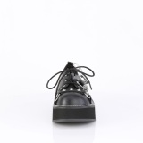 Ecopelle 5 cm EMILY-32 Scarpe punk nere con i lacci