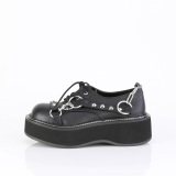 Ecopelle 5 cm EMILY-32 Scarpe punk nere con i lacci