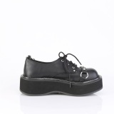 Ecopelle 5 cm EMILY-32 Scarpe punk nere con i lacci