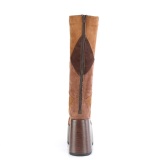 Ecopelle tacco spesso hippie 13 cm CAMEL-280 plateau stivali con tacco chunky marrone