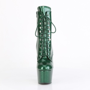 Emerald Green glitter 18 cm high heels ankle boots platform