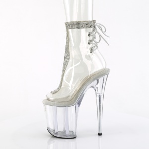 FLAMINGO - 20 cm pleaser high heels ankle boots strass transparent