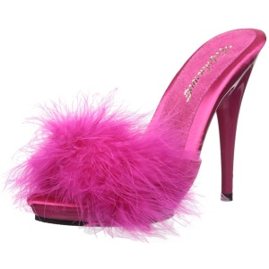 Fuchsia 13 cm POISE-501F Marabou Feathers Mules Shoes