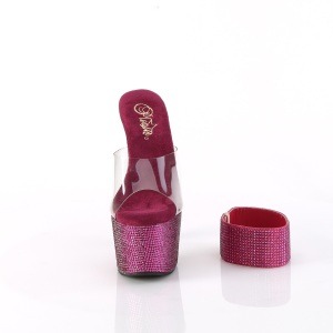 Fuchsia 18 cm 712RS pleaser high heels with ankle cuff rhinestone platform