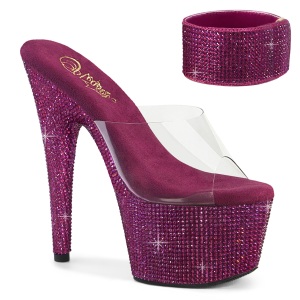 Fucsia 18 cm 712RS sandali tacco alto con polsino alla caviglia e plateau strass