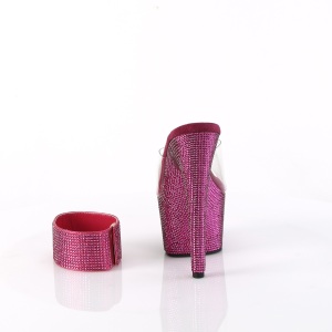 Fucsia 18 cm 712RS sandali tacco alto con polsino alla caviglia e plateau strass