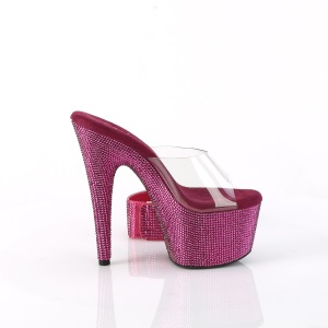 Fucsia 18 cm 712RS sandali tacco alto con polsino alla caviglia e plateau strass